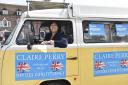 Claire Perry, the Conservative candidate for Devizes, in her battle bus VW camper van