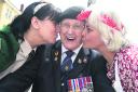 D-Day veteran Clifford Jones meets Lisa Grimshaw and Julie Shore