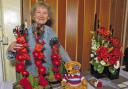 Kay King with her highly commended entry in the Melksham Floral Arrangers contest