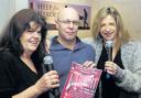 Ian O’Donnell and Jackie Gunton, right, with Cathy Stone of TC Karaoke, promoting their talent contest