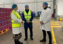 Stonegate Farmers Ltd: Michelle Donelan MP with Derek Bull, Operations Director (blue top) and Luke Weaver(white coat).