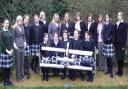 Some of the students from Stonar School who will be involved in the project with a mock-up of their aeroplane