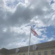 England flag flying outside County Hall in Trowbridge