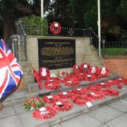 Remembrance Westbury.  Poppies at the Westbury  War Memorial. Photo Trevor Porter 67706 1..