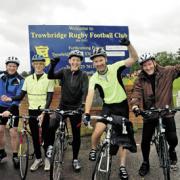 Cycling from Newcastle to Trowbridge Rugby Club were Brian Charleton, Kieran Hill, Simon Pauley, Derek Tucker and Peter Ramsay