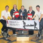 Castle Place staff, from left, Thomas Clifford, Samantha James, Abi Dempsey, Sue Heard and Ryan Spencer get ready for the spinathon