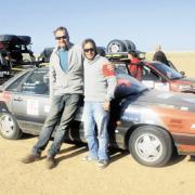 Andrew Murphy, right, and Peter Bennett in the Western Sahara during their fundraising trek