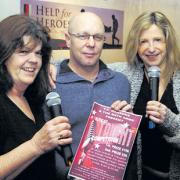 Ian O’Donnell and Jackie Gunton, right, with Cathy Stone of TC Karaoke, promoting their talent contest