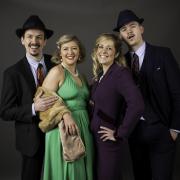 Grant McCotter as Nathan Detroit, Jane Knowles as Adelaide, Finn Tickel as Sky Masterson and Charlotte Hunter as Sarah Brown in Guys and Dolls