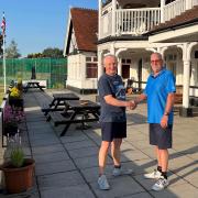 Photo: L-R: Des Gingell, of Trowbridge Cricket Club, and Peter Wordley, chief executive of Cloud Heroes.