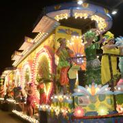 The Hot Rock Carnival Club lit up the night sky with their Samba-themed carnival float.