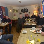 Christine Giles with the first BoA Armed Forces & Veterans Breakfast Club gathering at the Castle Inn in Bradford on Avon.