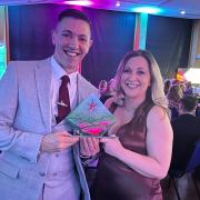 Carly Hinder, Spa Manager, and Gareth Griffin, Senior Spa Assistant, celebrating after winning Gold at the South West Tourism Excellence Awards.