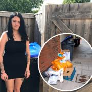 Lilly Bence and the fly-tip she plead guilty to (inset)