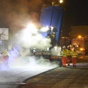 Contractors worked late into the night resurfacing the top end of Stallard Street at the beginning of series of road works in the Trowbridge area.
