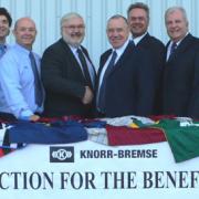 The Knorr-Bremse Rail Systems team with the shirts bound for Malawi