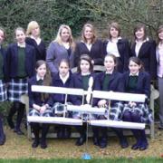 Some of the students from Stonar School who will be involved in the project with a mock-up of their aeroplane