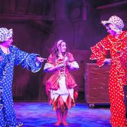 Ugly Sisters Byron Mondahl and David Ball give Cinderella Dani Harmer a hard time in the Theatre Royal’s panto