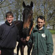Conkwell Grange trainer Neil Mulholland (left) with stable lad James Paget ( right) and The Druids Nephew