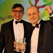 Wiltshire Business Awards - Business Person of Year Paul Norbury of Cardwave with Vijay Tanna of sponsors RSM  GP300-6 Photo GlennPhillips www.gphillipsphotography.com