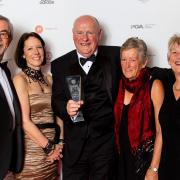 Wiltshire representatives receive their award from England Golf Board member Martha Brass (second left).