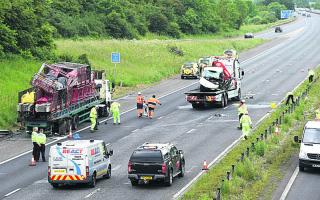 The accident scene on the M4 on Monday. Three people have now died