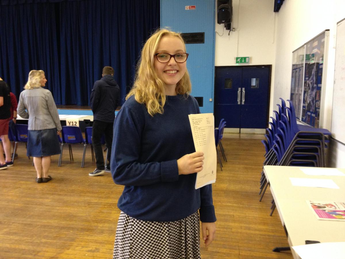 St Laurence results day- Natasha Harvey with her results