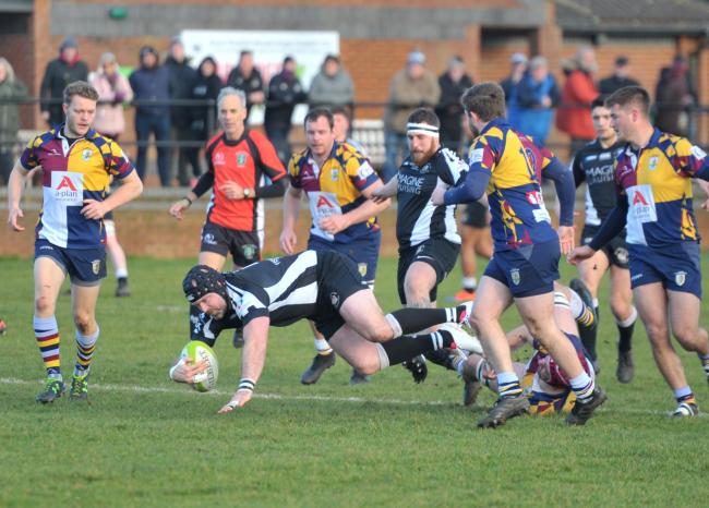 Rugby, Royal Wootton Bassett v Oxford Harlequins at Royal Wotton Bassett..Pic - Chris Patterson ( Bassett ) - below left .Date 5/1/20.Pic by Dave Cox.