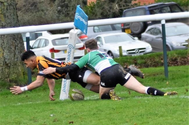 Kane Marafono touches down for his second try during Marlborough’s comfortable win over Wimborne at the weekend
