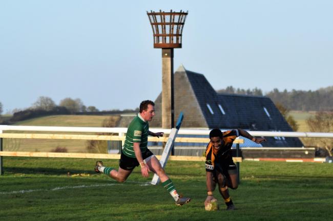 Kane Marafono touches down for Marlborough rugby in their win over Buckingham