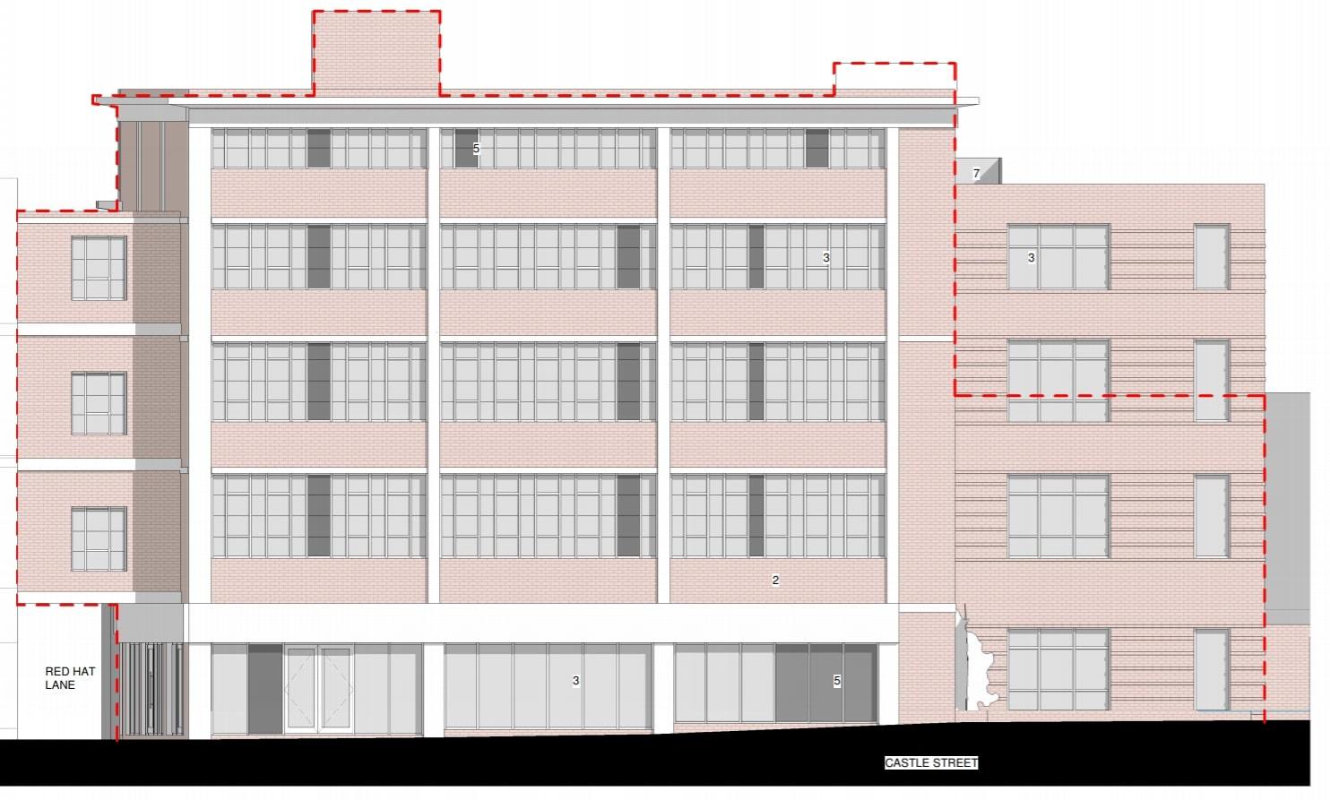 Side elevations for the proposed plans for the former Knees of Trowbridge building