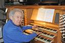 Retired organist, Geoff Oldnall, 85, playing the Bryce Seede organ at St Andrew’s Church, Chippenham 
