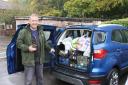 Kevin Wells collects food from St Margaret's, Calne
