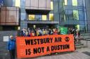 Campaigners stage a protest at County Hall in Trowbridge against the proposed waste incinerator at Westbury Photo: Trevor Porter 67468-1