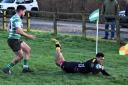 Lotima Havili goes over the line during Marlborough’s victory at Buckingham in South West One East 	           Photo: Leila Nairne