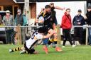 Marlborough’s Callum Hunt scores one of three tries in a 55-3 victory over Shipston-on-Stour                             Photo: Leila Nairne