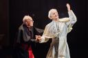 Nicholas Woodeson as Cardinal Bergoglio and Anton Lesser as Pope Benedict XVI in The Two Popes