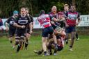 A tough tackle during Devizes' 17-14 defeat to Newbury Blues in Regional Two South Central last weekend        Photo: Devizes RFC
