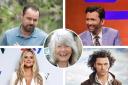 Clockwise from top left: Danny Dyer, David Tennant, Aidan Turner and Emily Atack are starring in Jilly Cooper's (centre) Rivals