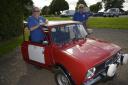 Liz and John Stratton, from Lacock, with their 1977 Mini on the Bath Motor Club's classic tour.