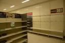 Scores of empty shelves at Wilko in Trowbridge in Wiltshire