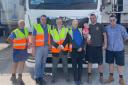 South West Wiltshire MP Andrew Murrison with members of the F&S Gibbs Transport Services company during Friday's visit to Furnax Lane.