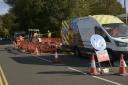 Wessex Water engineers work to find and fix the mains water leak in the A361 Hilperton Road in Trowbridge.
