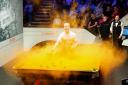 Just Stop Oil protester Eddie Whittingham jumped on the table at the 2023 World Snooker Championship (Mike Egerton/PA)