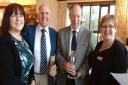 Men's pairs runners up Dave Gilchrist and Calvin James with representatives from Wiltshire Heights Care Home