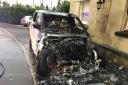 BBC TV presenter Sharron Davies' burned out Range Rover 