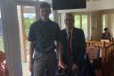 Rory Cameron celebrates winning the gross competition at the Upavon Golf Club Junior Open