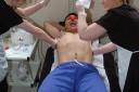 Students at Wiltshire College Chippenham were waxed to raise cash