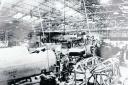 Workers at the Fuselage assembly shop at the Bradley Road Spitfire works Trowbridge