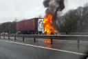 The dramatic scene on the M27 yesterday. Picture by Rob Deacon
